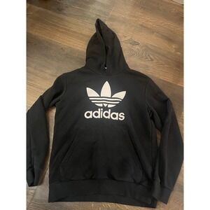 Adidas Trefoil Hoodie Black White Kids Size 13-14 Years Pullover Casual